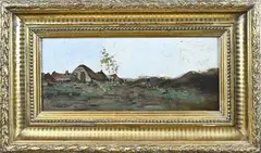 Théophile de Bock, Landschap met boerderij, Olieverf op paneel