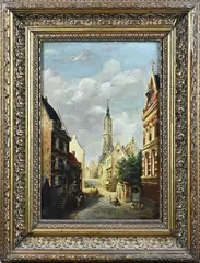 J.J. Vielvoye, Stadsgezicht, 1882, Olieverf op linnen