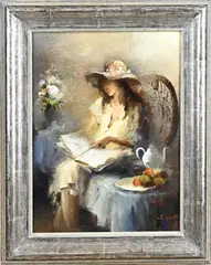 Lezende vrouw met hoed by Willem Haenraets, 1940, Willem Haenraets, sold Jul 2025