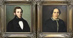2x J. Velten, portret man + portret vrouw, Olieverf op linnen