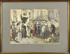 Charles Rochussen, Gearresteerde oude vrouw, Aquarel op papier