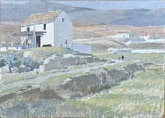 Willem Witjens, Zonnig Spaans landschap, Olieverf op linnen