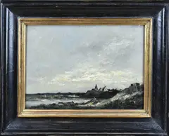 Antoon Markus, Dorp in duinen, Olieverf op linnen