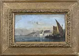Onduid. gesign., Schepen voor de kust, 1871, Olieverf op linnen