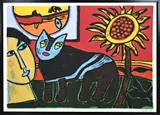 Guilliaume Corneille, Figuratief, Figuratieve lithografie op doek van zijde (Texoprint)