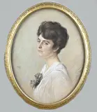 Dames portret by Ovaal damesportret door Rudolf Weber, 1919, Pastel op linnen, sold Jul 2025