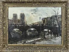 Jan Korthals, Stadsgezicht Parijs in winter, Olieverf op linnen