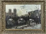 Jan Korthals, Stadsgezicht Parijs in winter, Olieverf op linnen