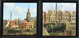 2x Dick de Vries, Hollandse havengezichten, Olieverf op linnen