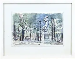 Pol Dom, Stadsgezicht Parijs., Aquarel op papier