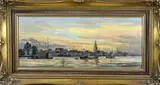 Martin van Waning, Hollands havengezicht, Olieverf op linnen