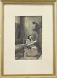 Johannes Anthonie Balthasar Stroebel, Lezende vrouw bij stoelklok, Aquarel op papier