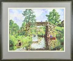 Cor Veenstra, Giethoorn, Pastel op papier