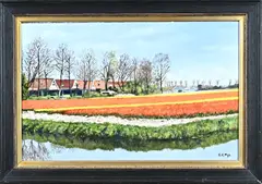 E.C. Pijl, Bollenvelden, Olieverf op linnen