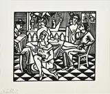 Houtsnede André Lhote en ce bourdeau 1885 -, Figuren in bar, Houtsnede André Lhote en ce bourdeau 1885 - 1962