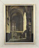 W.A. Gijzeman, Kerk-interieur, Olieverf op linnen