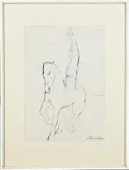 Toon Kelder, Jongleur op paard, Houtskool op papier