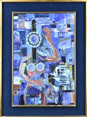 Maurice Basko, Figuratief abstracte voorstelling, Olieverf op linnen