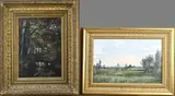 2x J.H. Coster, Landschap + Bosbeek, Olieverf op linnen