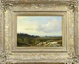 Marinus Heijl, Landschap met sprokkelvrouw, Olieverf op paneel