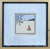 Moritz Grünewaldt, Vos in besneeuwd landschap, Houtsnede op papier