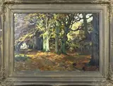 Jos Lussenburg, Boslaan met huis, Olieverf op linnen
