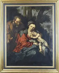 Ongesigneerd, Religieuze figuren voorstelling, Olieverf op linnen