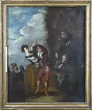18e Eeuws schilderij, Figuren in landschap, Sommige plekken laat verf iets los