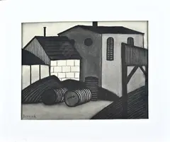 Klaas Bernink, Kolenloods II, Zwart krijt op papier