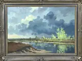 Gerard Krol, Landschap Buurse, Olieverf op paneel