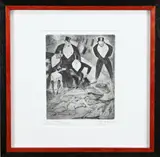 Otto Lais, Figuren + vrouwelijk naakt, Ets op papier