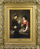 Ernst Zimmermann, Jager en vrouw, Olieverf op paneel