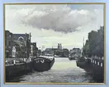W. Romijn, Havengezicht Dordrecht, Olieverf op linnen