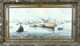 H.G. Pieters, Rotterdamse haven, Olieverf op linnen