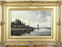 Adrianus Marinus Geijp, Hollands riviergezicht, Olieverf op linnen
