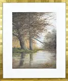 Hendrik Petrus Berlage, Landschap met bomen aan de vaart, Aquarel op papier