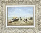 Jan Hovener, Strand Scheveningen, Olieverf op paneel