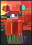 Seine Schoemaker, Ruinerwold 1946 -, Twents coulissen landschap, Acryl op linnen