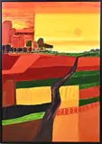 Seine Schoemaker, Ruinerwold 1946 -, Twents coulissen landschap, Acryl op linnen
