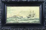 H.J. Meijer, Schepen op volle zee, Olieverf op karton