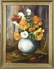 Jaap Sax, Vaas met bloemen, Olieverf op linnen