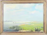 Cor van Oel, De Waal bij Woudrichem, Olieverf op paneel