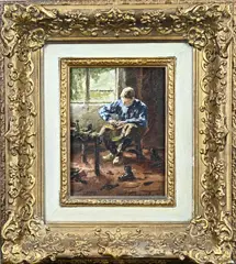 Simon Duiker, Handwerkende man, Olieverf op linnen