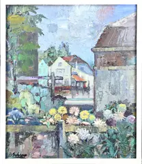 Bert Schaap, Bloemen bij Spaarn Dam, Olieverf op linnen