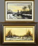 2x Hollandse winter by Pendant naar van Rossum du Chattel + Apol, Olieverf op paneel, sold Jan 2025