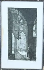 Anton Pieck, Kerkinterieur, Ets op papier