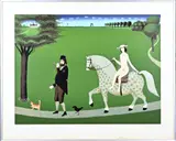 Lithografie Willem Westbroek, Man met paard en naakte dame, Lithografie Willem Westbroek