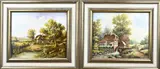 Pendant van W.E. van Groot, Boerderij en figuren (2x), Olieverf op paneel