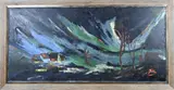 Monogram A.K., Expressionistisch landschap, Olieverf op linnen