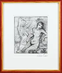 Otto Lais, Vrouwelijk naakt, Ets op papier